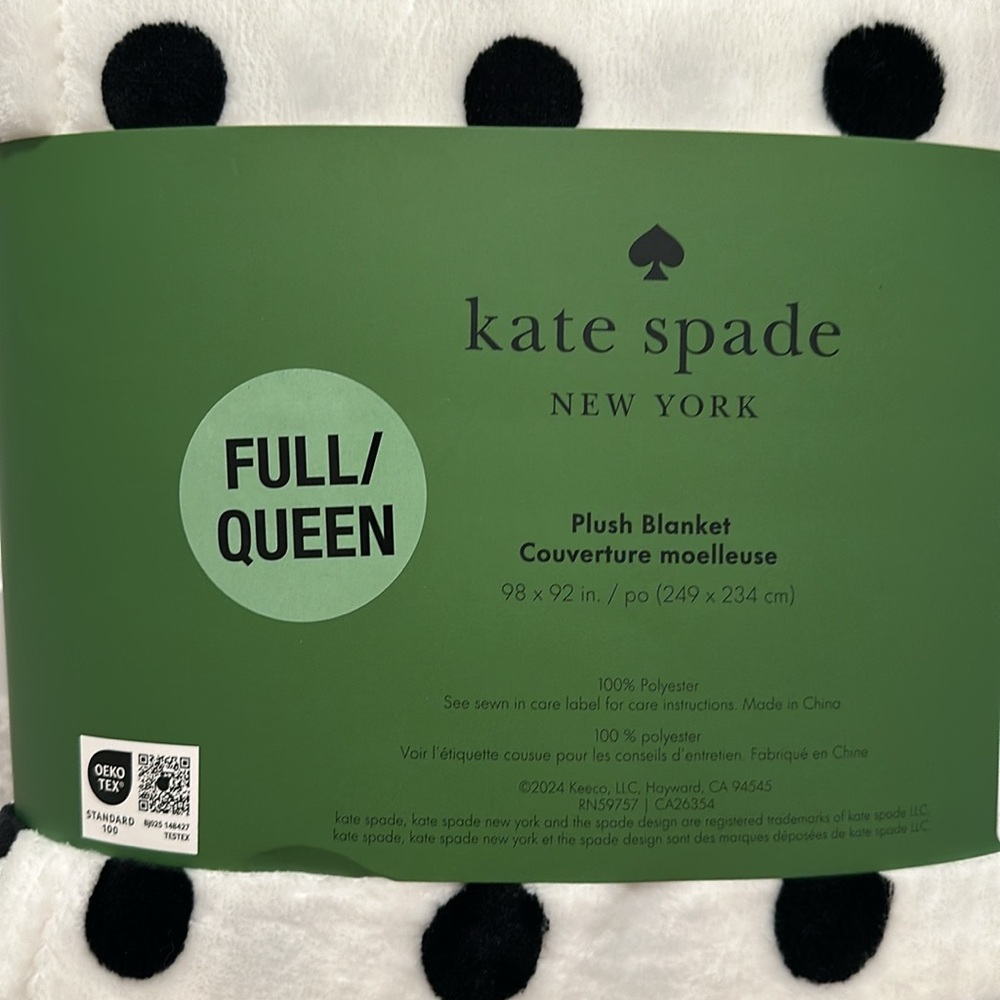 NWT Kate Spade plush blanket Queen/Full dots RARE - Picture 4 of 6